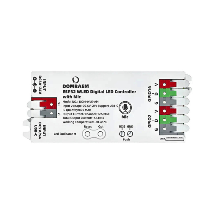 Digital LED Strip Controller with 2 outputs 16A MIC White