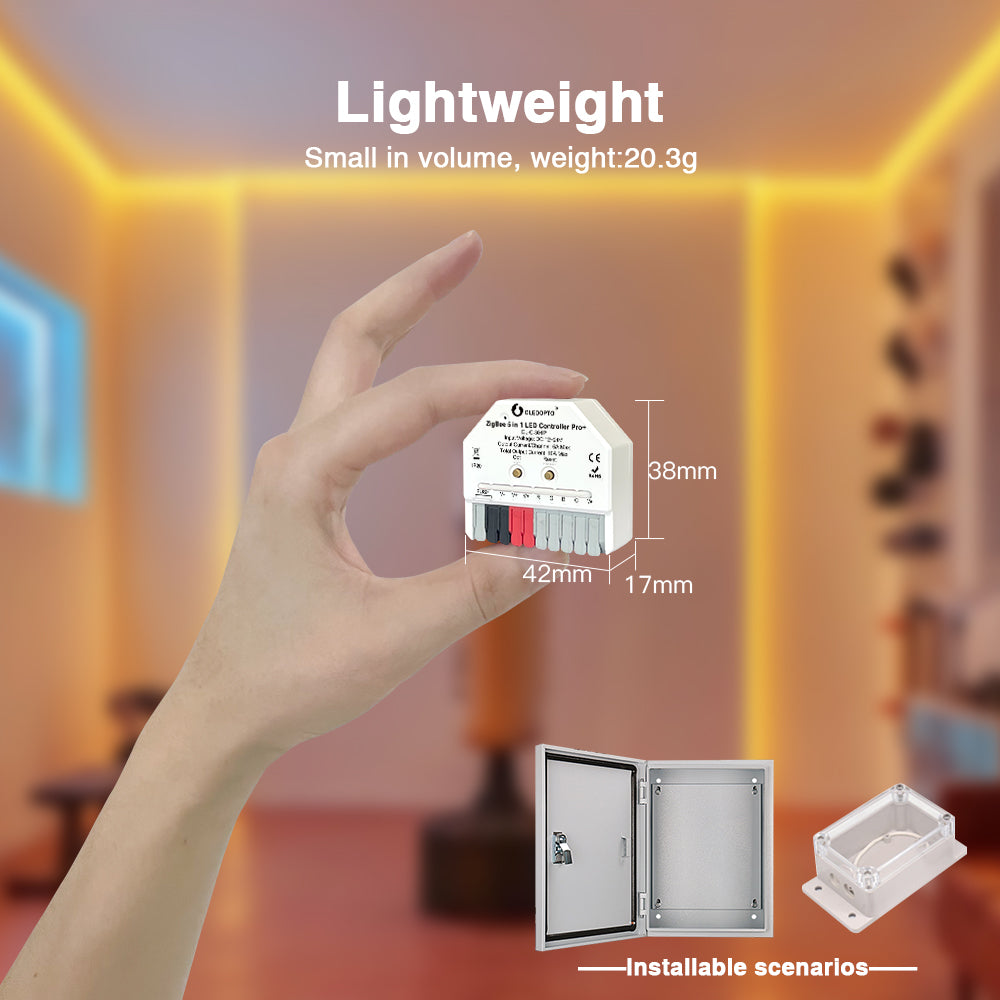Zigbee 3.0 Pro+ Ultra Mini 5 in 1 LED Strip Smart Controller DC12-24V