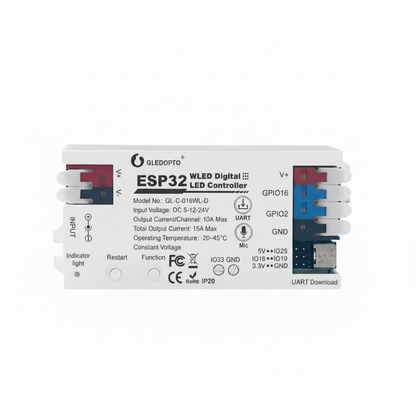 Digital LED Strip Controller with 2 outputs Extra GPIOs White
